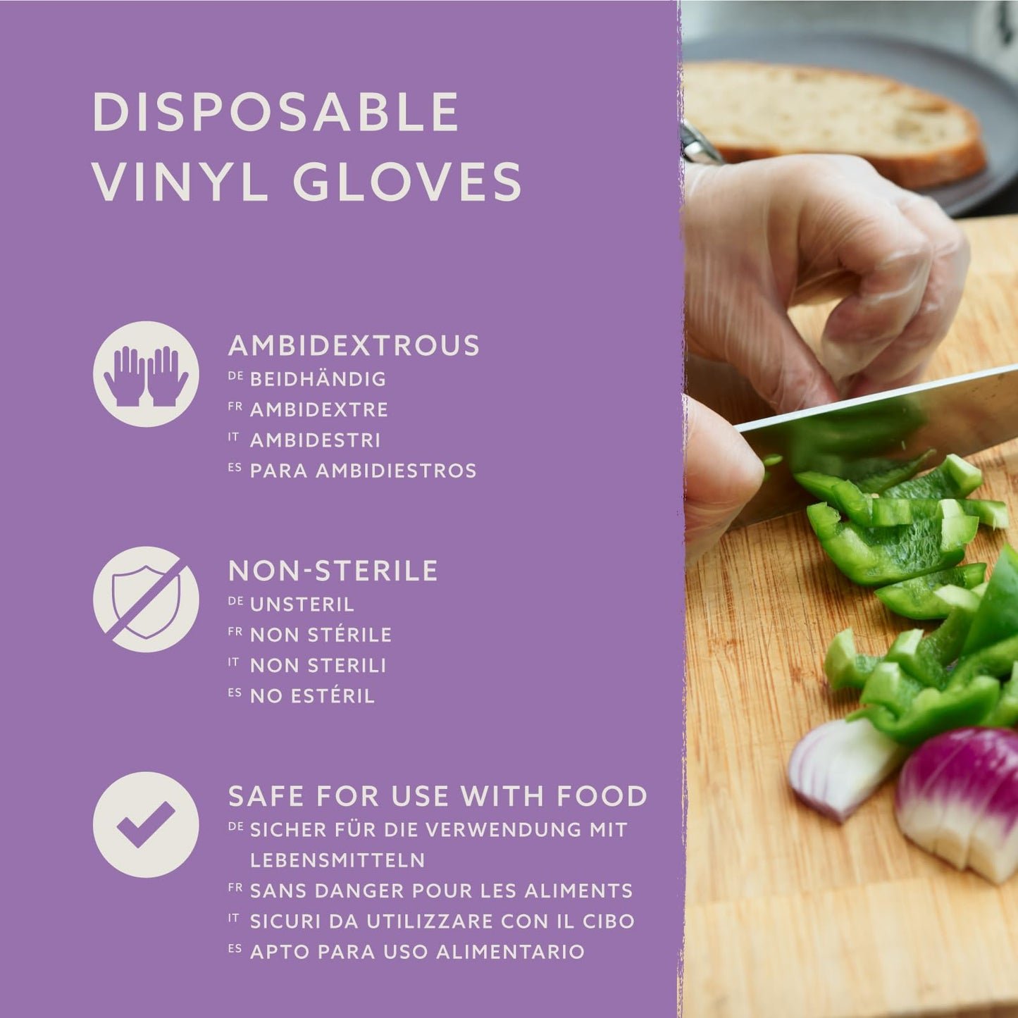 by Amazon Guantes Desechables de Vinilo, sin Polvo, sin Látex, Talla M, Paquete de 100